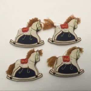 Vintage rocking horse Christmas ornaments set of 4